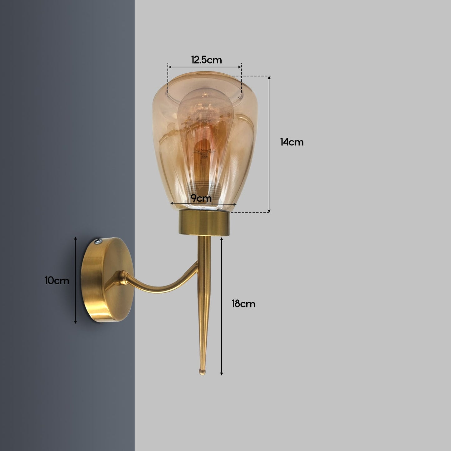 Vintage Wall Lamp Industrial Smoked Glass Wall Light Sconce~4902-1