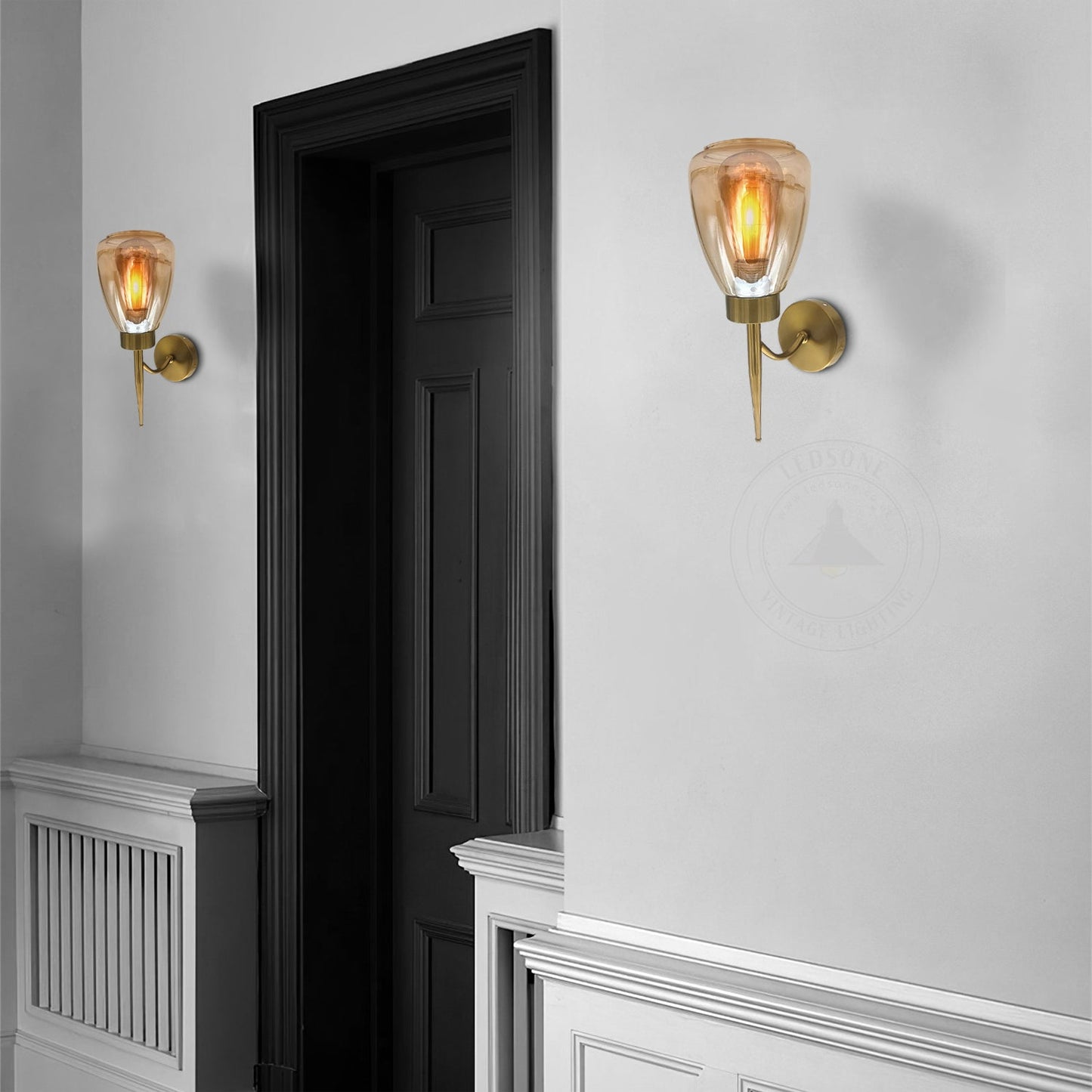 Vintage Wall Lamp Industrial Smoked Glass Wall Light Sconce~4902-4